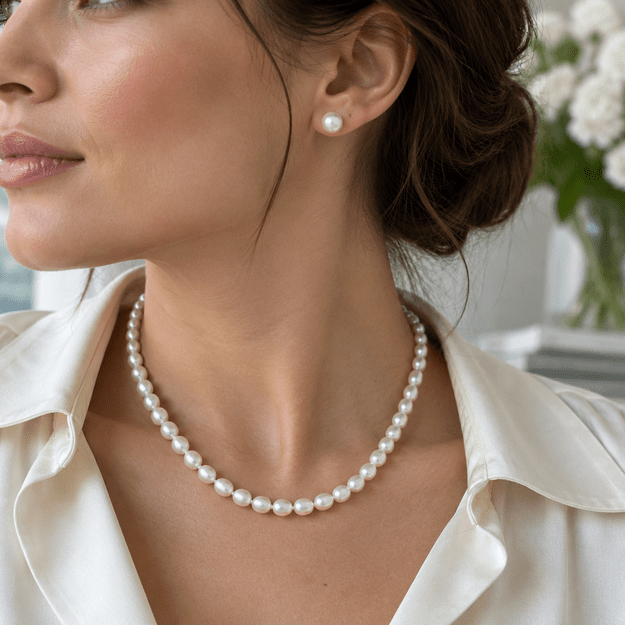 Marea Pearls HARMONY saldūdens pērļu komplekts: kaklarota un auskari