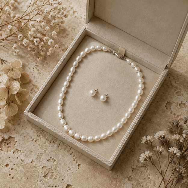Marea Pearls HARMONY saldūdens pērļu komplekts: kaklarota un auskari